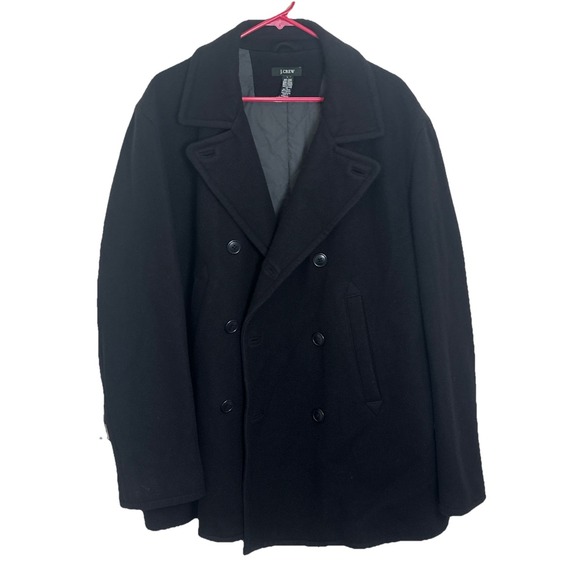 J. Crew Black Peacoat Thinsulate Wool Blend Jacket Men's Size Large